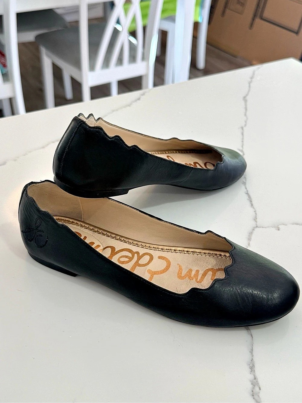 Sam Edelman Felicia Ballet Flat Scalloped Black Flats US 7